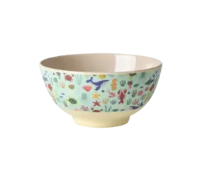 Rice Melamine Bowl Blue Ocean Print Medium Rice Melamine Bowl Blue Ocean Print Medium