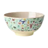 Rice Melamine Bowl Blue Ocean Print Medium