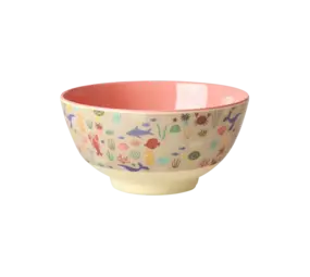 Rice Melamine Bowl Coral Ocean Print Medium Rice Melamine Bowl Coral Ocean Print Medium