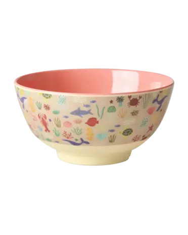 Rice Melamine Bowl Coral Ocean Print Medium Rice Melamine Bowl Coral Ocean Print Medium