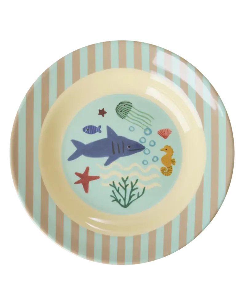 Rice Melamine Kids Bowl Blue Ocean Print Rice Melamine Kids Bowl Blue Ocean Print