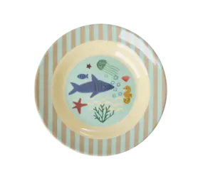 Rice Melamine Kids Bowl Blue Ocean Print Rice Melamine Kids Bowl Blue Ocean Print