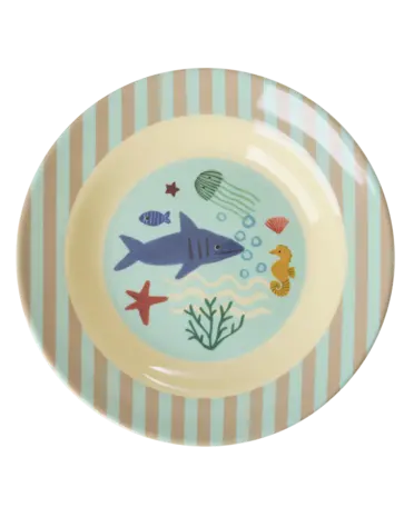 Rice Melamine Kids Bowl Blue Ocean Print Rice Melamine Kids Bowl Blue Ocean Print