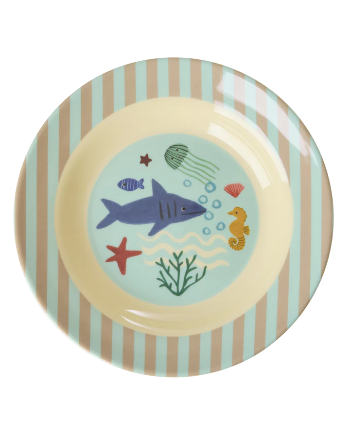 Melamine Kids Bowl Blue Ocean Print afbeelding