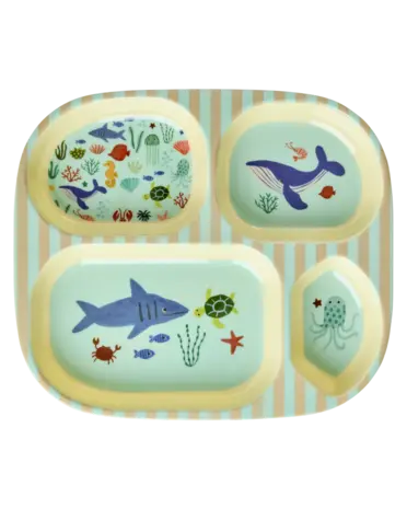 Rice Melamine Bord Vakken Blue Ocean Print