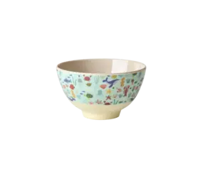 Rice Melamine Bowl Kids Blue Ocean Print Small Rice Melamine Bowl Kids Blue Ocean Print Small