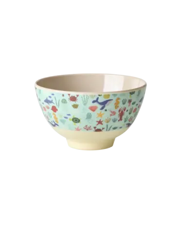 Rice Melamine Bowl Kids Blue Ocean Print Small Rice Melamine Bowl Kids Blue Ocean Print Small