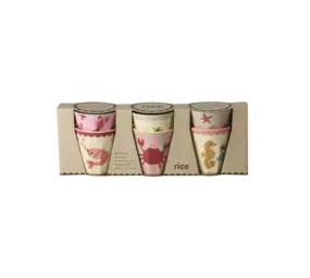 Rice Melamine Beker Coral Ocean Print Small 6-pack Rice Melamine Beker Coral Ocean Print Small 6-pack
