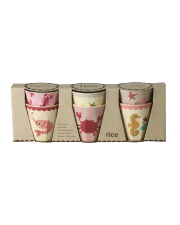 Rice Melamine Beker Coral Ocean Print Small 6-pack Rice Melamine Beker Coral Ocean Print Small 6-pack