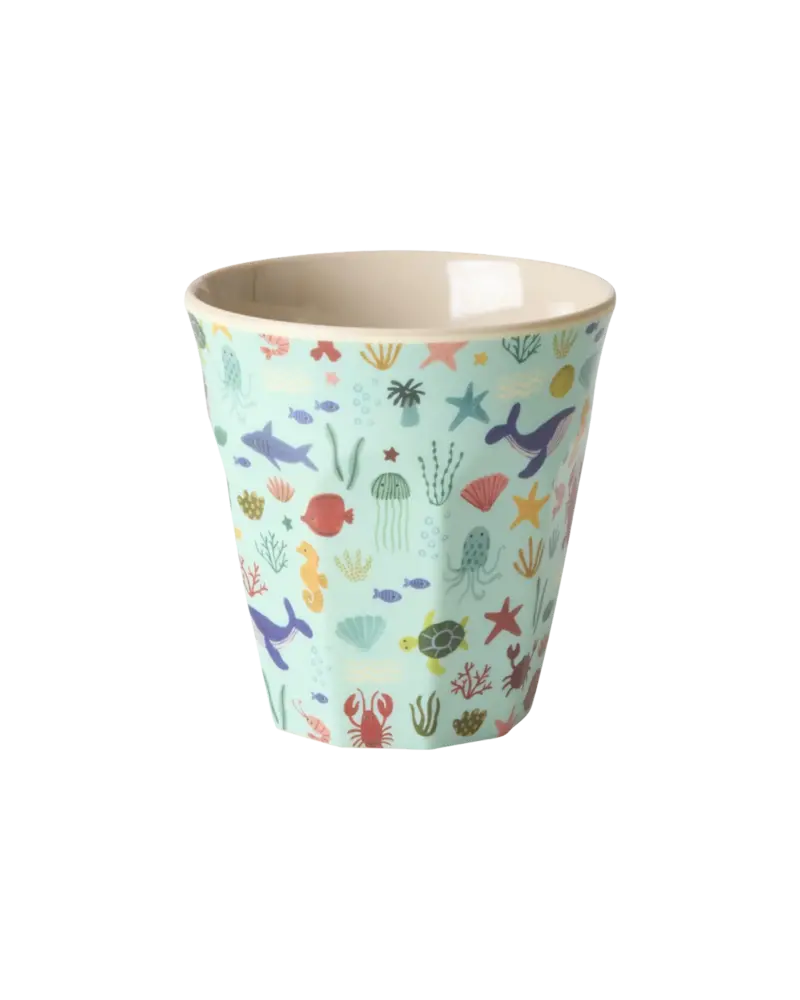 Rice Melamine Beker Blue Ocean Print Small