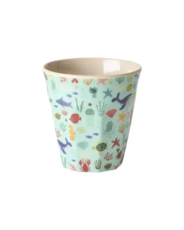 Rice Melamine Beker Blue Ocean Print Small