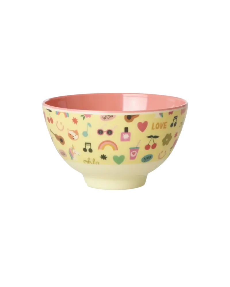 Rice Melamine Bowl Unicorn Love Print Small