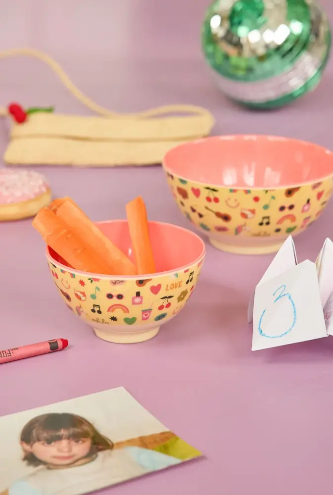 Rice Melamine Bowl Unicorn Love Print Small