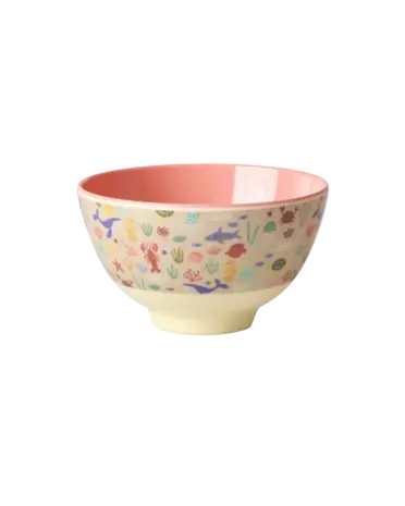 Rice Melamine Bowl Coral Ocean Print Small Rice Melamine Bowl Coral Ocean Print Small