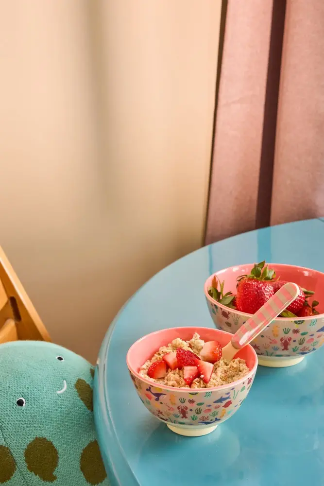 Rice Melamine Bowl Coral Ocean Print Small Rice Melamine Bowl Coral Ocean Print Small