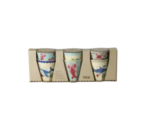 Rice Melamine Beker Blue Ocean Print Small 6-pack Rice Melamine Beker Blue Ocean Print Small 6-pack