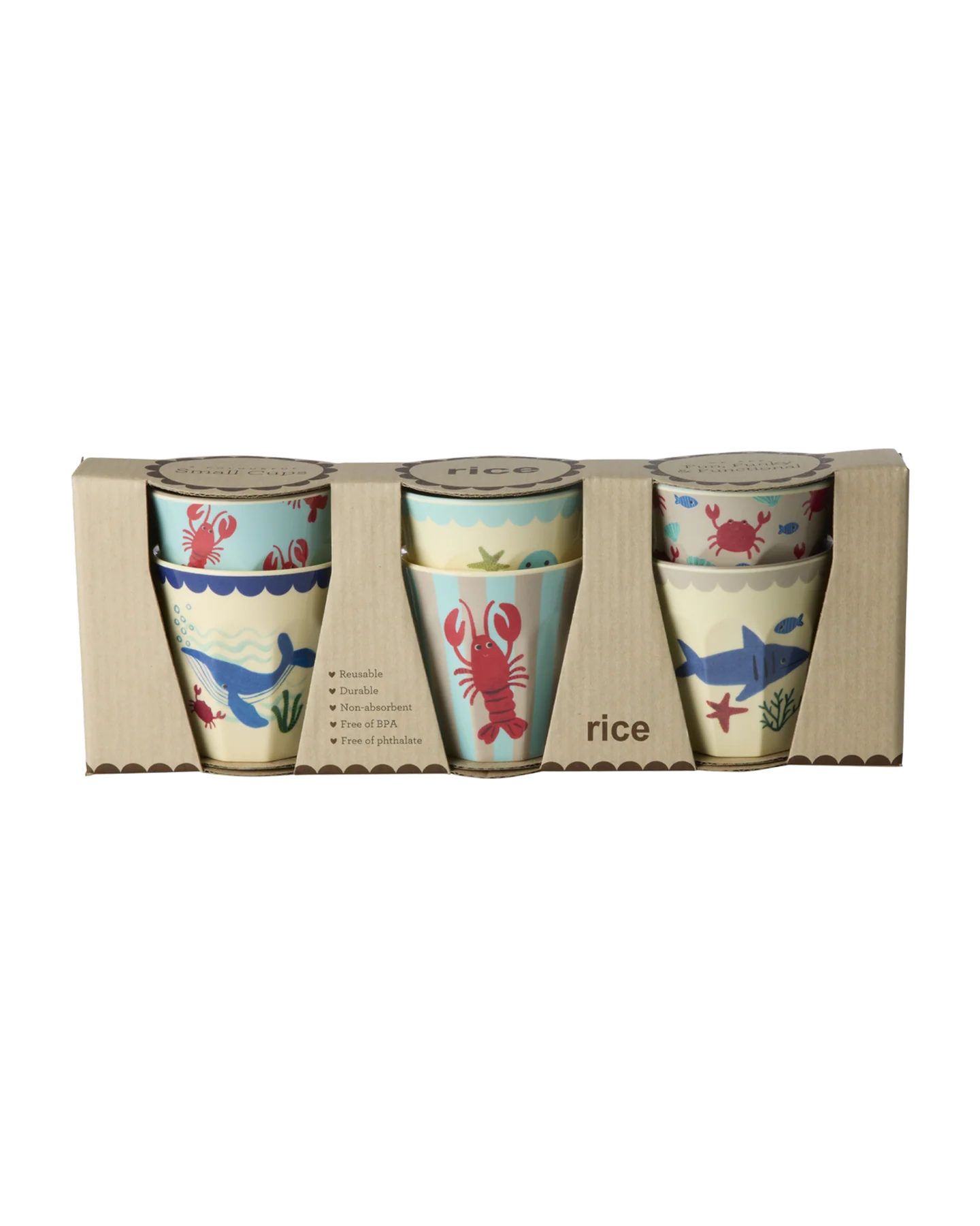 Melamine Beker Blue Ocean Print Small 6-pack afbeelding