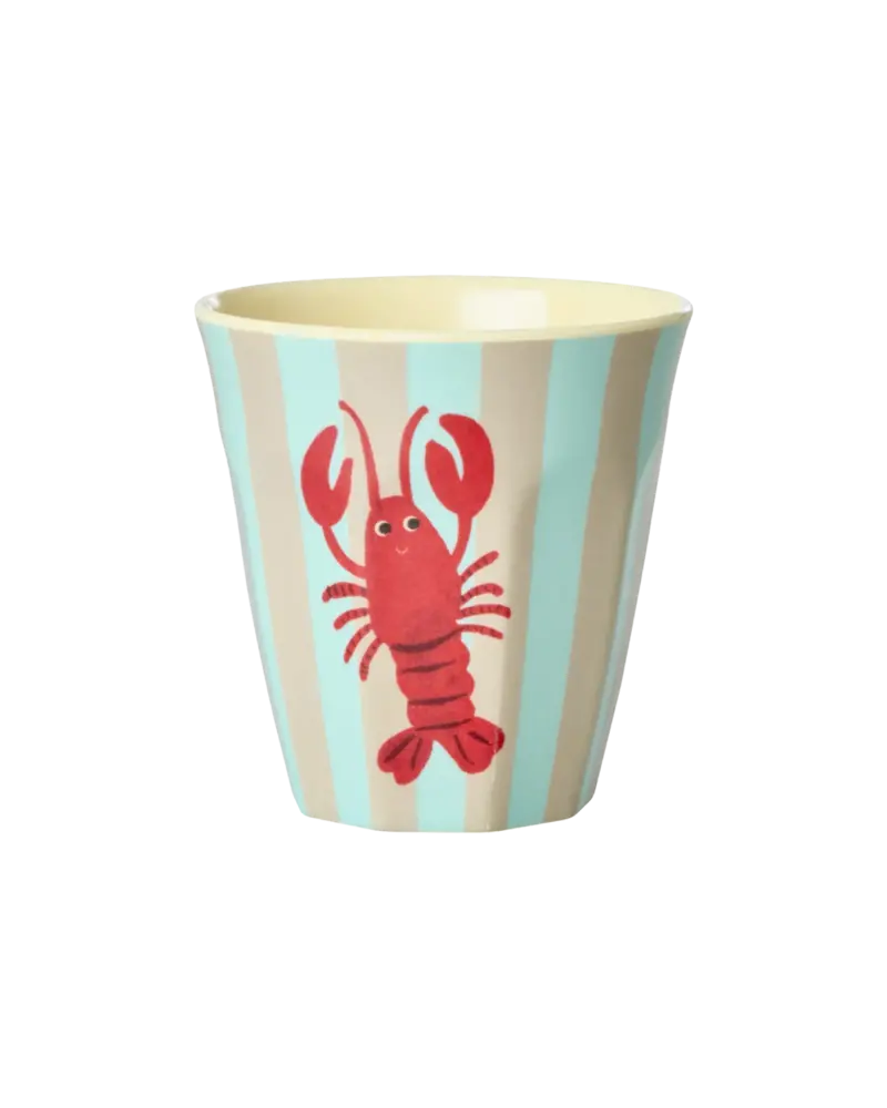 Rice Melamine Beker Blue Ocean Print Small 6-pack