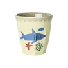 Rice Melamine Beker Blue Ocean Print Small 6-pack