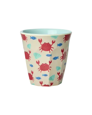 Rice Melamine Beker Blue Ocean Print Small 6-pack