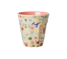 Rice Melamine Beker Coral Ocean Print Medium Rice Melamine Beker Coral Ocean Print Medium