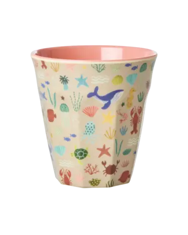 Rice Melamine Beker Coral Ocean Print Medium Rice Melamine Beker Coral Ocean Print Medium