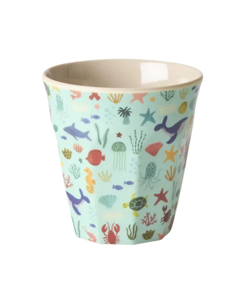 Rice Melamine Beker Blue Ocean Print Medium