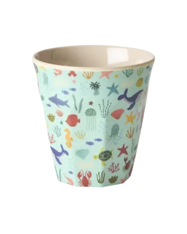 Rice Melamine Beker Blue Ocean Print Medium