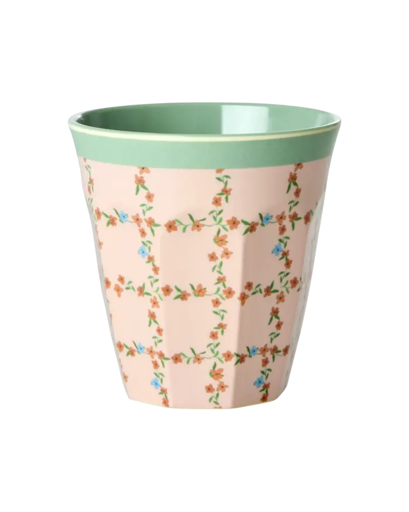 Rice Melamine Beker - Medium - Checkered Stencil Rice Melamine Beker - Medium - Checkered Stencil