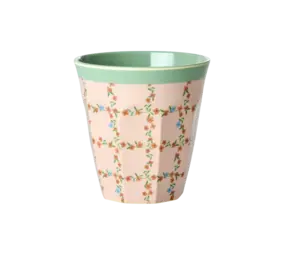 Rice Melamine Beker Checkered Stencil Print Medium Rice Melamine Beker Checkered Stencil Print Medium