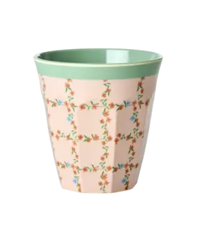 Rice Melamine Beker Checkered Stencil Print Medium