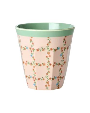 Rice Melamine Beker - Medium - Checkered Stencil Rice Melamine Beker - Medium - Checkered Stencil