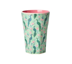 Rice Melamine Beker Peacock Power Print Tall Rice Melamine Beker Peacock Power Print Tall