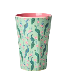 Rice Melamine Beker Peacock Power Print Tall