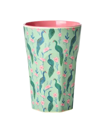 Rice Melamine Beker Peacock Power Print Tall Rice Melamine Beker Peacock Power Print Tall