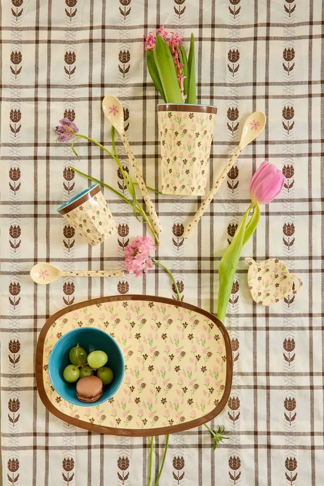 Rice Melamine Beker - Medium - Hacienda Flower Rice Melamine Beker - Medium - Hacienda Flower