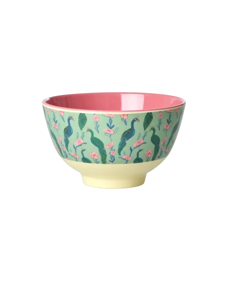 Rice Melamine Bowl Peacock Power Print Small Rice Melamine Bowl Peacock Power Print Small