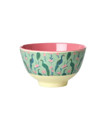 Rice Melamine Bowl Peacock Power Print Small Rice Melamine Bowl Peacock Power Print Small