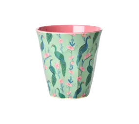 Rice Melamine Beker Peacock Power Print Medium Rice Melamine Beker Peacock Power Print Medium
