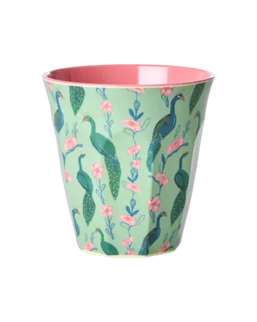 Rice Melamine Beker Peacock Power Print Medium Rice Melamine Beker Peacock Power Print Medium