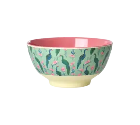 Rice Melamine Bowl Peacock Power Print Medium Rice Melamine Bowl Peacock Power Print Medium