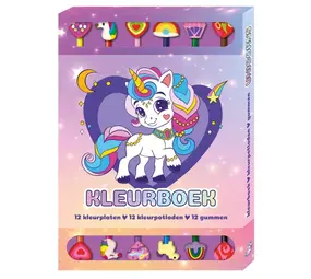 Kleurboek Box Unicorn met Potloden en Gummen
