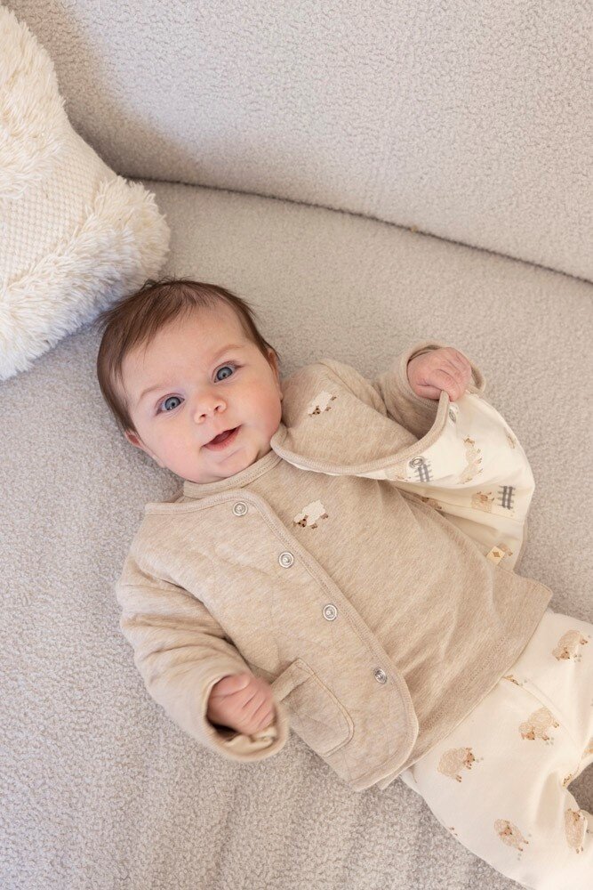 Feetje Babykleding Longsleeve Sleepy Sheepy Taupe Melange