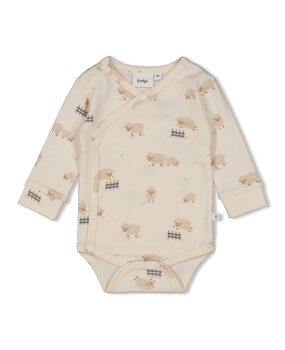 Feetje Babykleding Wikkelromper Sleepy Sheepy Creme