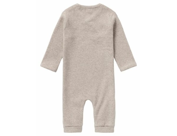 Noppies Playsuit Nevis LS Rib Taupe Melange Noppies Playsuit Nevis LS Rib Taupe Melange