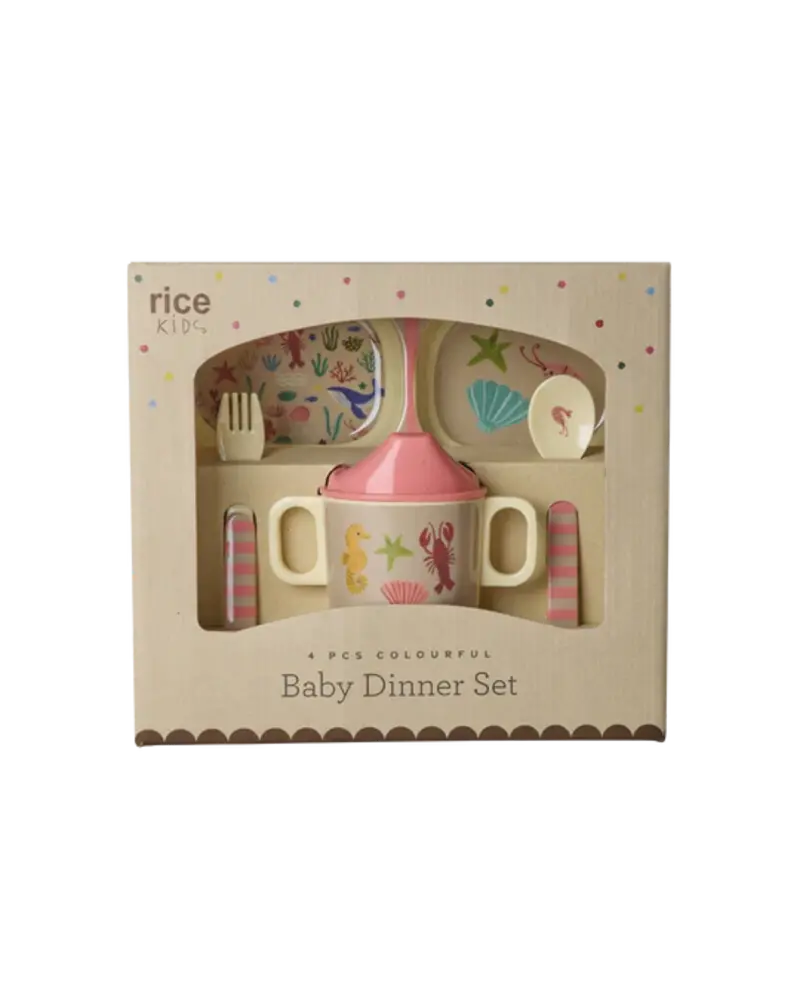 Rice Melamine Baby Diner Set in Gift Box - Ocean Coral Rice Melamine Baby Diner Set in Gift Box - Ocean Coral