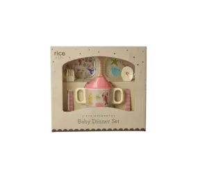 Rice Melamine Baby Dinner Set in Gift Box Coral Ocean Print Rice Melamine Baby Dinner Set in Gift Box Coral Ocean Print