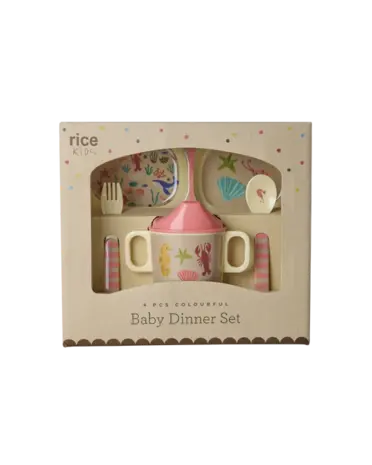 Rice Melamine Baby Diner Set in Gift Box - Ocean Coral Rice Melamine Baby Diner Set in Gift Box - Ocean Coral