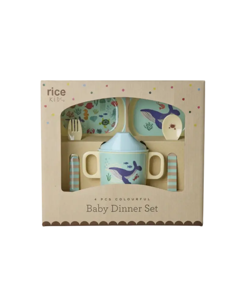 Rice Melamine Baby Diner Set in Gift Box - Ocean Blauw Rice Melamine Baby Diner Set in Gift Box - Ocean Blauw