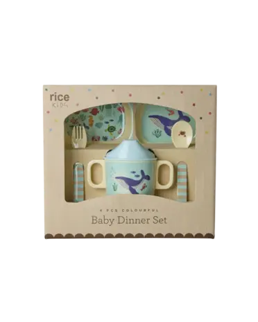Rice Melamine Baby Diner Set in Gift Box - Ocean Blauw Rice Melamine Baby Diner Set in Gift Box - Ocean Blauw
